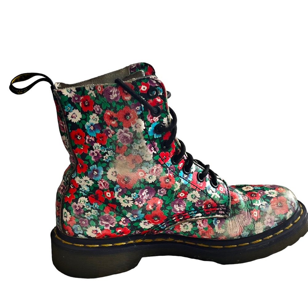 Dr Martens 1460 Pascal Black Wild Poppy Boot Leather Comfort Floral Flowers - Picture 2 of 12